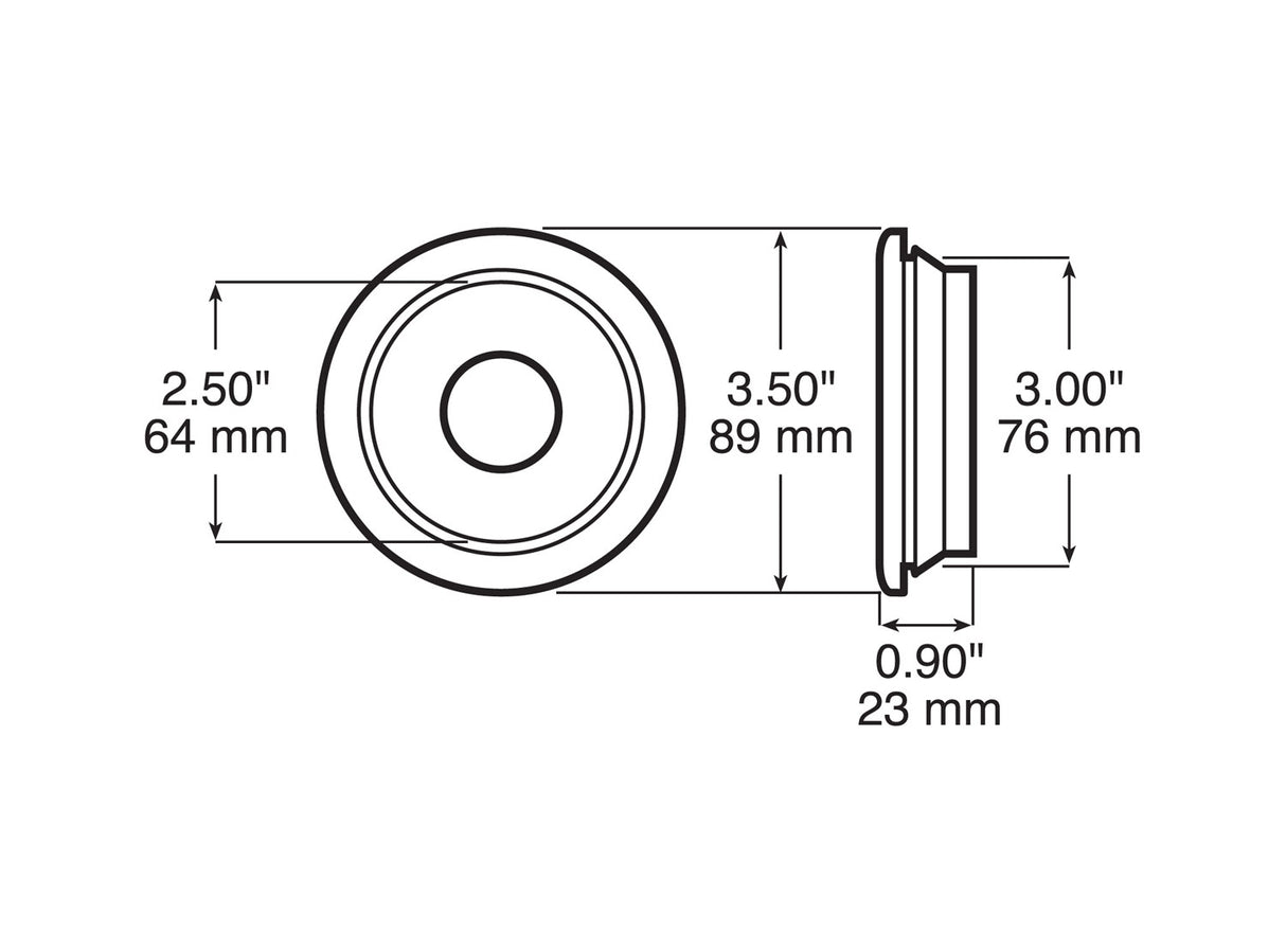 142-18 2 1/2 inch Mounting Grommet; open back; poly bag