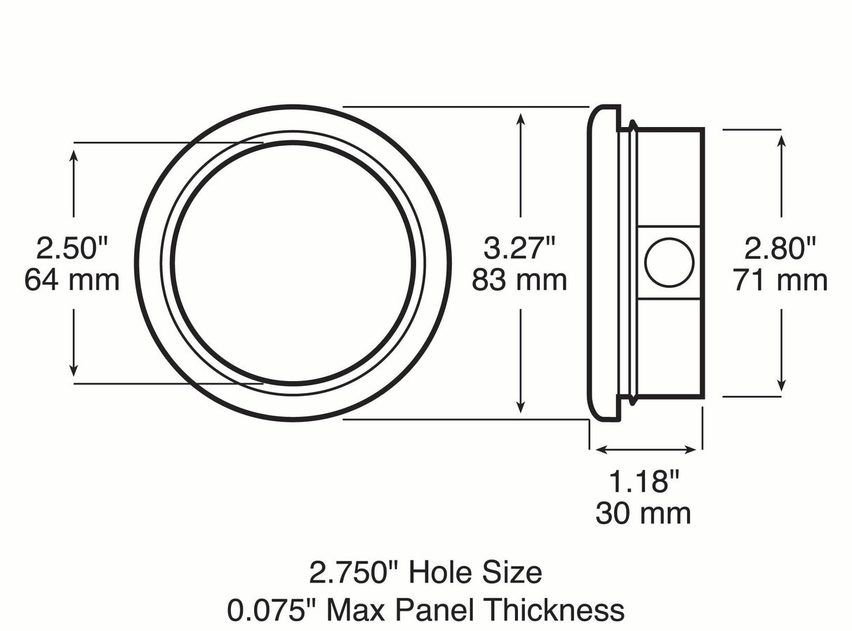 143-18 2 1/2 inch Mounting Grommet; open back; poly bag