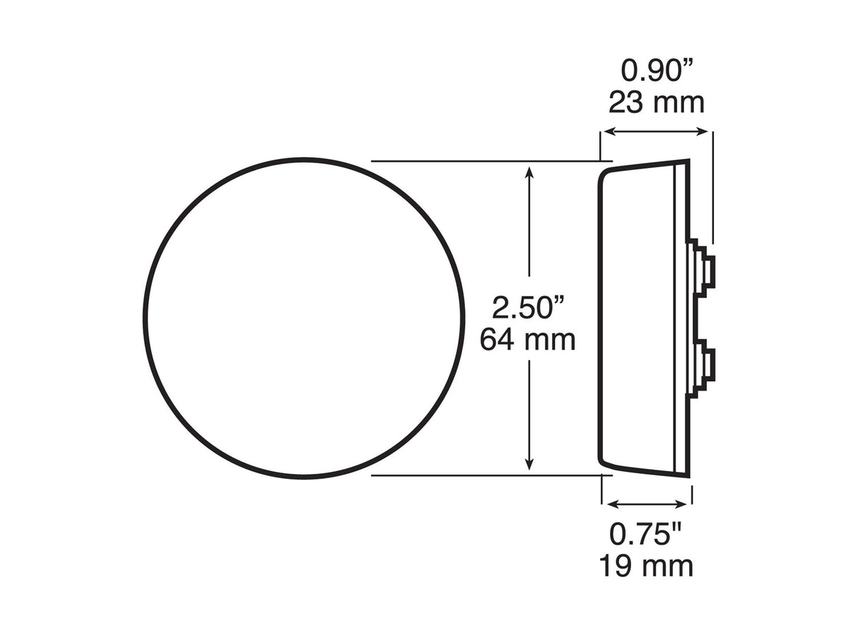 142R 2.5 inch Round PC-Rated Clearance/Side Marker Light; red; poly bag