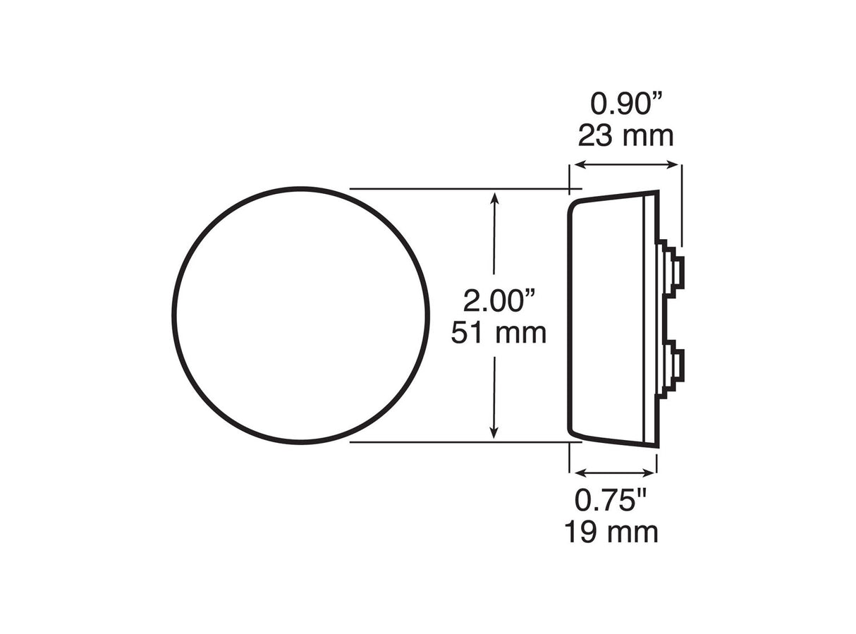 146A 2 inch Round PC-Rated Clearance/Side Marker Light; amber; poly bag