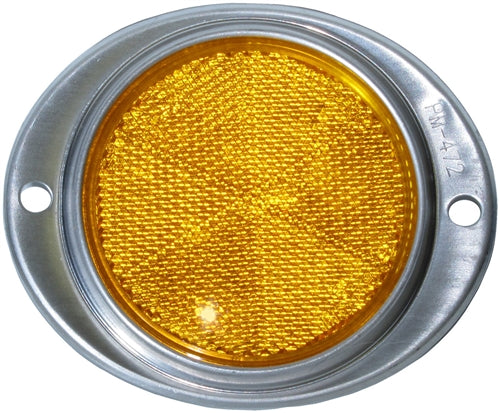 V472A Aluminum Oval Reflector; amber; Viz Pack