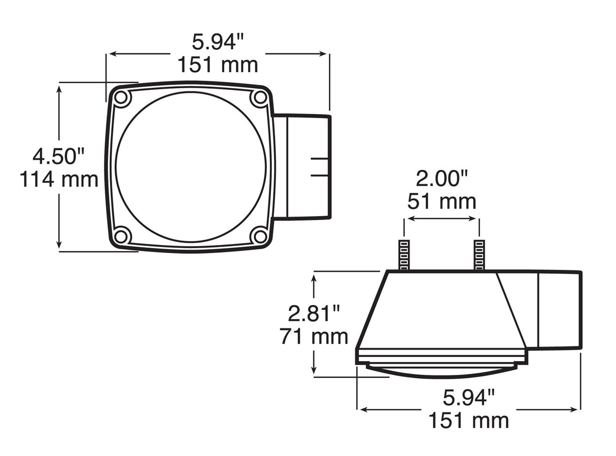 V452 Over 80 inch Wide Submersible Combination Rear Light; without license light; Viz Pack