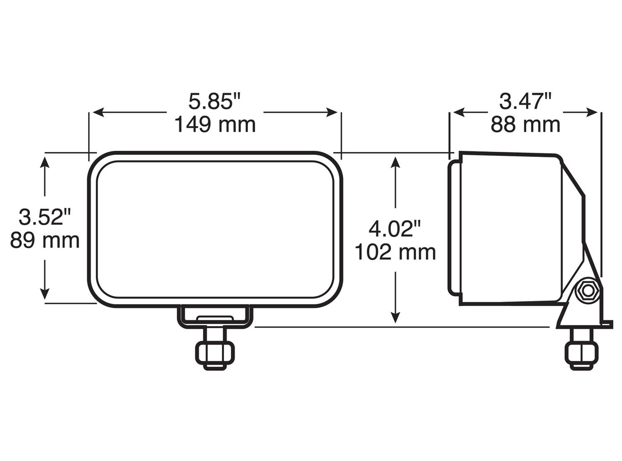 V503HT 3.5 inch X 6 inch Tractor & Work Light; trapezoid; Viz Pack