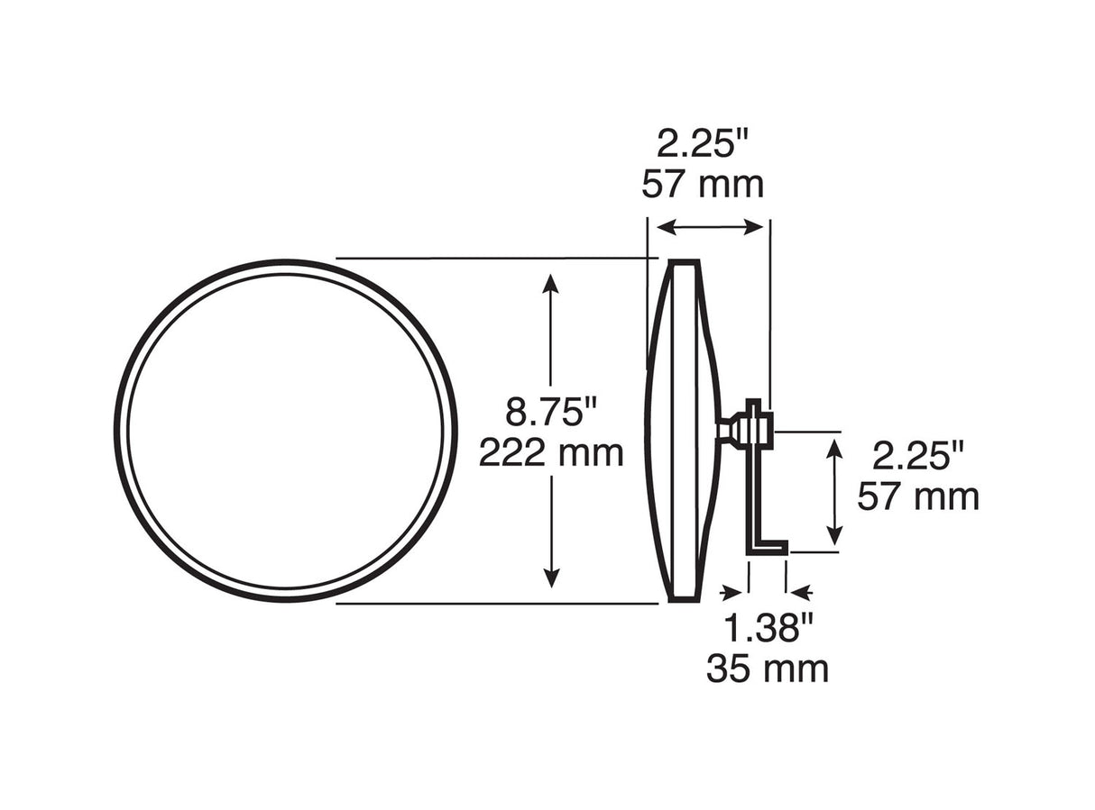 608X Round Blind-Spot Mirror; 8 inch dia. stainless; display box