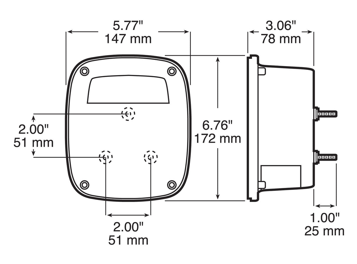 V845 Over 80 inch Wide Combination Rear Light w/ Back-Up; CS w/o license light; Viz Pack