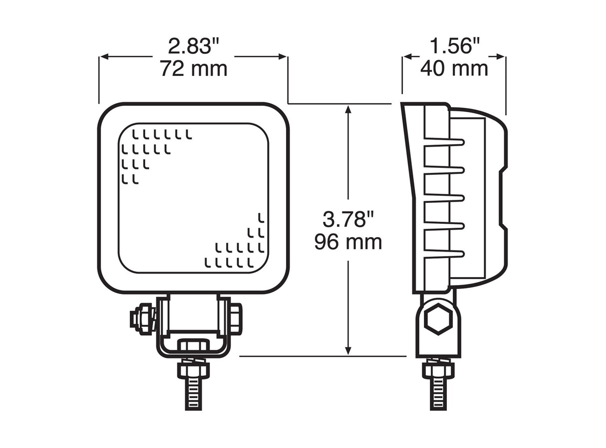 V904-MV 3 inch X 3 inch Square Work Light; square; Viz Pack