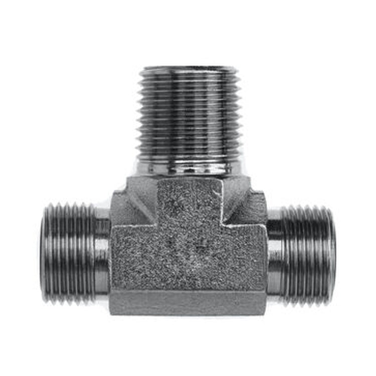 6MFF-6MFF-4MP 3/8" Male Flat Face O-Ring₁ x 3/8" Male Flat Face O-Ring₂ x 1/4" Male NPT₃ Tee