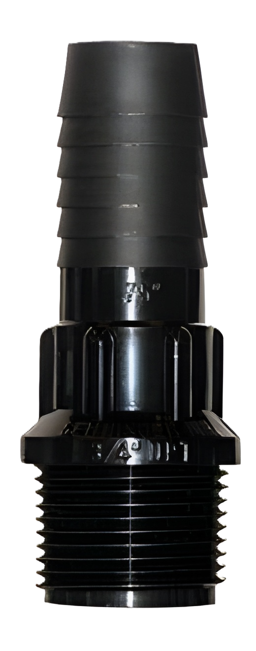 FTA3M3B - ¾" Male NPT to ¾" Hose Barb insert adapter (black)
