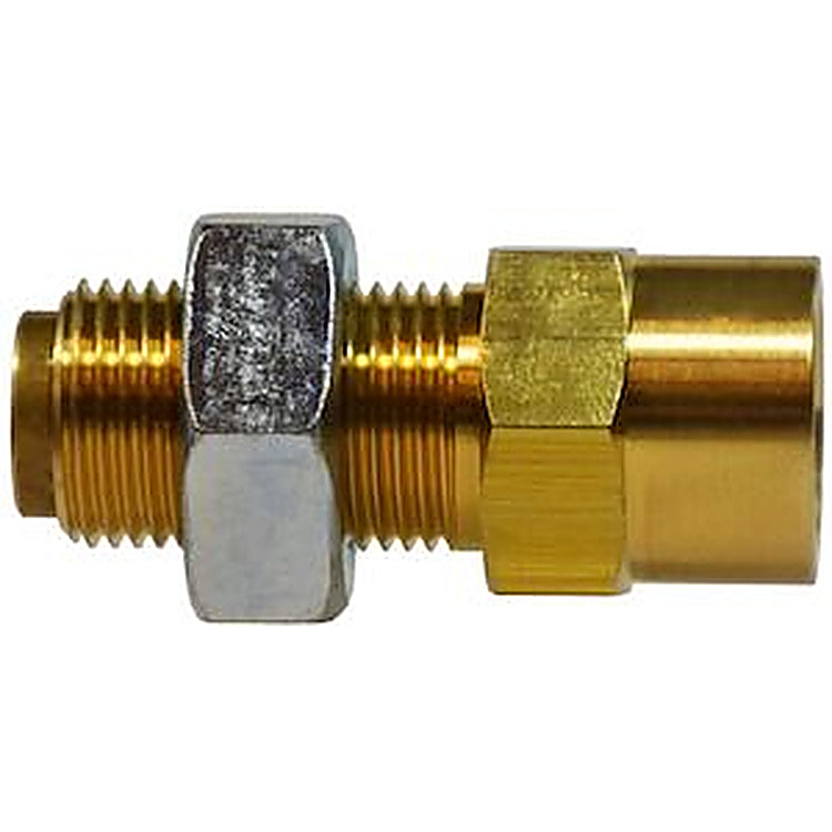 PTC-DOT-86X4X4 Brass 1/4 PTC - 1/4 Female NPT Bulkhead Union DOT