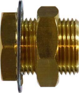 129AS-B 1/4" Brass Female NPTF x 1" Long Bulkhead Union