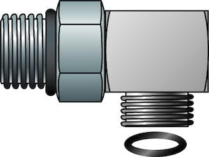 12MBSPPOR-10MFFOR90 - 3/4" Male British Parallel Pipe O-Ring to 5/8" Male Flat Face 90° O-Ring