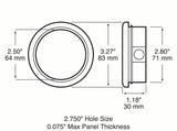 143-18 2 1/2 inch Mounting Grommet; open back; poly bag