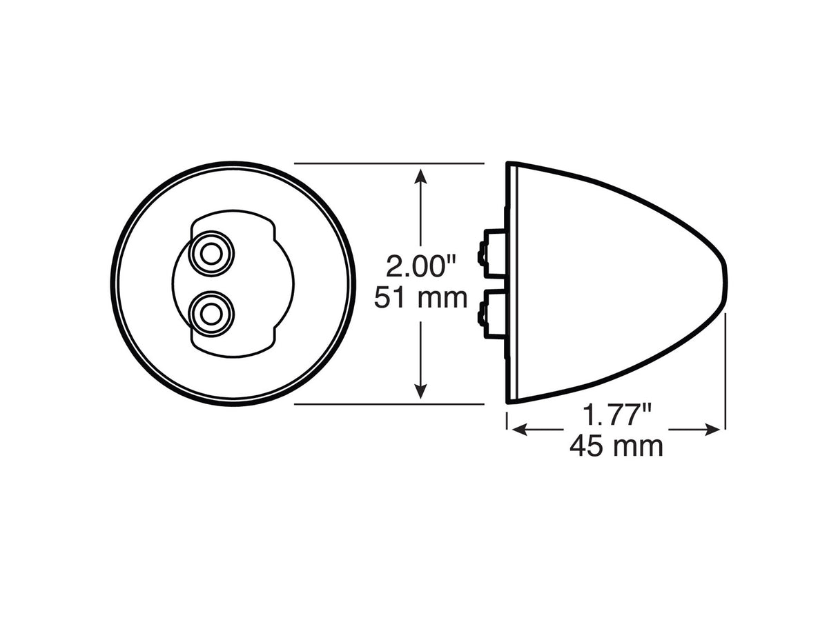 V166R 2 inch Beehive Clearance/Side Marker Light; red; Viz Pack
