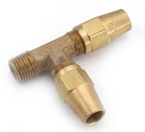 171X6 3/8 Air Brake Compression - 1/4 Male NPT - 3/8 Air Brake Compression Brass Run Tee