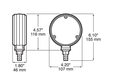 V338-2 Double-Face Round Park & Turn Light; amber / red; Viz Pack