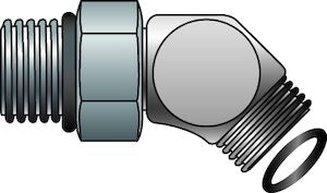 4MBSPPOR-4MFFOR45 - 1/4" Male British Parallel Pipe O-Ring to 1/4" Male Flat Face 45° O-Ring