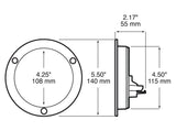 824R Single Diode PL3 4 inch Round Stop / Turn / Tail Light, 12 Volt; flange; poly bag
