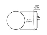 826R Single Diode PL3 4 inch Round Stop/Turn/Tail Light, 12 Volt; grommet; poly bag