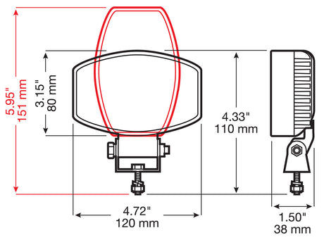 V919-MV 3.25 inch X 4.75 inch Work Light; oval; Viz Pack