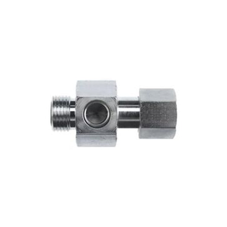 FS6564-06-06-04 3/8" Male Flat Face Seal₁ x 3/8" Female Flat Face Seal₂ x 1/4" Female O-Ring Boss Gauge Port₃ Tee