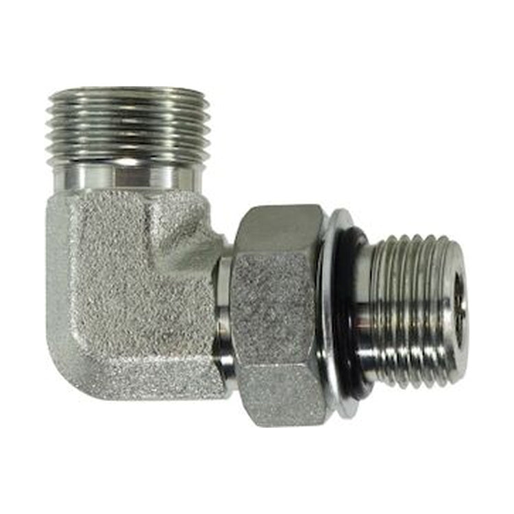 6MFFOR-6MB90 3/8" Male Flat Face O-Ring to 3/8" Male Boss O-Ring 90° Elbow