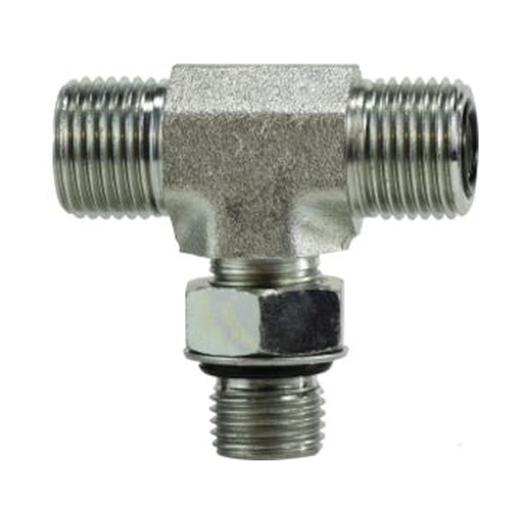 4MFF-4MFF-4MB 1/4″ Male Flat Face O-Ring x 1/4″ Male Flat Face O-Ring x 1/4″ Male Boss O-Ring Tee