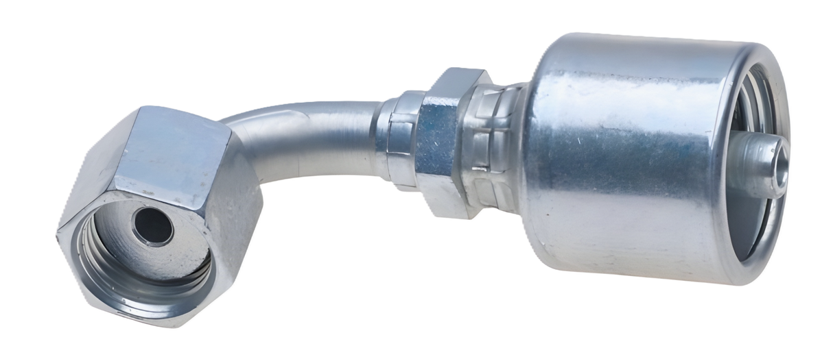 6G-6FFORX90S Gates MegaCrimp Hydraulic Coupling Female Flat Face O-Ring Swivel 90° Bent Tube Short