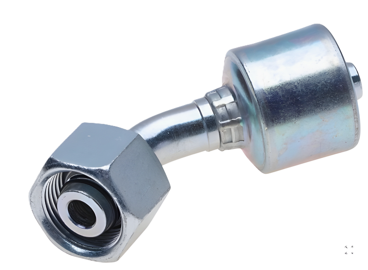 4G-10FDHORX45 Gates MegaCrimp Hydraulic Couplings Female DIN 24° Cone Swivel Heavy Series With O-Ring 45° Bent Tube