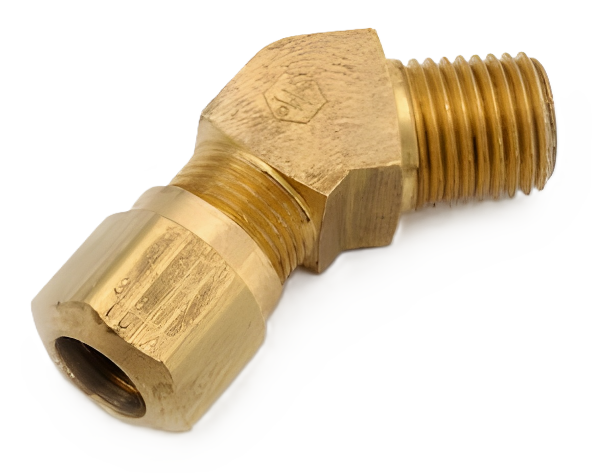 1480X12 Brass 3/4 Air Brake Compression - 1/2 Male NPT 45