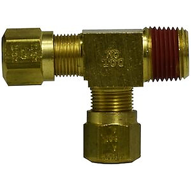 1471X4 1/4 Air Brake Compression - 1/8 Male NPT - 1/4 Air Brake Compression Brass Run Tee